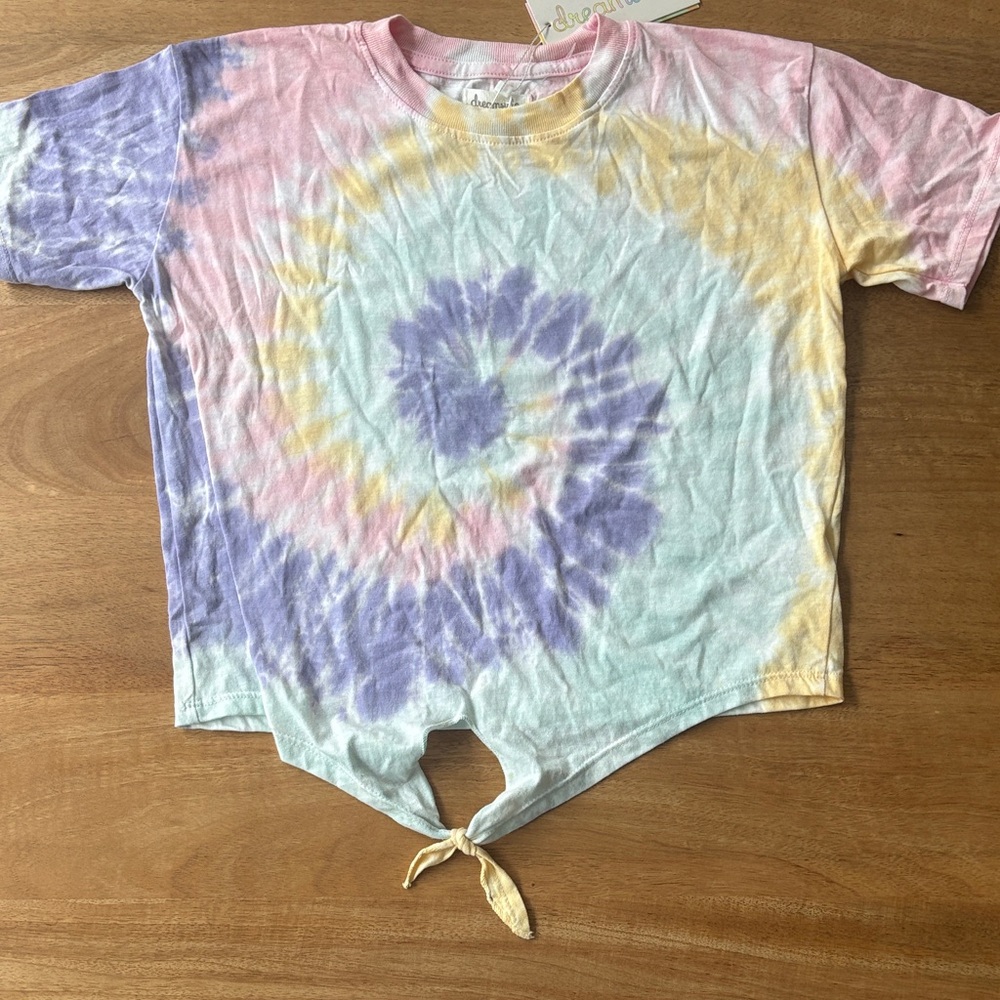 Pastel Colors Tie-Dye Tee with Front Knot